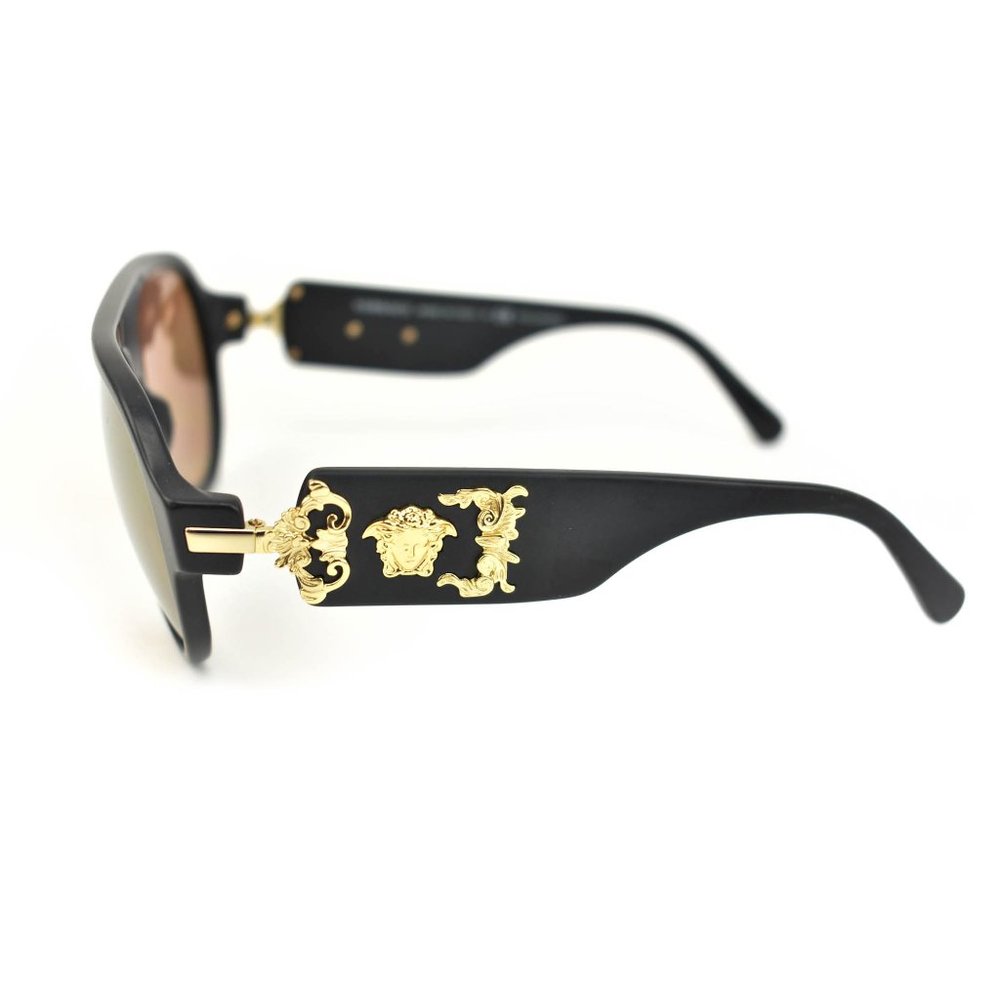 VERSACE: Matte Black, "Medusa" Logo Mirrored, Polarized Sunglasses (po) - Picture 3 of 11